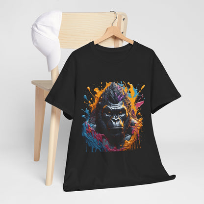 Colorful Gorilla Art Unisex Heavy Cotton Tee - Bold Graphic Tee for Animal Lovers