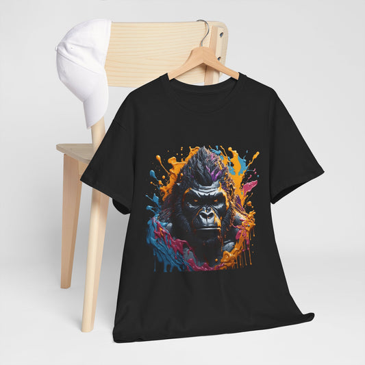 Colorful Gorilla Art Unisex Heavy Cotton Tee - Bold Graphic Tee for Animal Lovers