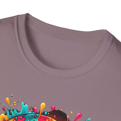 Colorful Drip Skull Unisex T-Shirt - Vibrant Graphic Tee for Art & Music Lovers