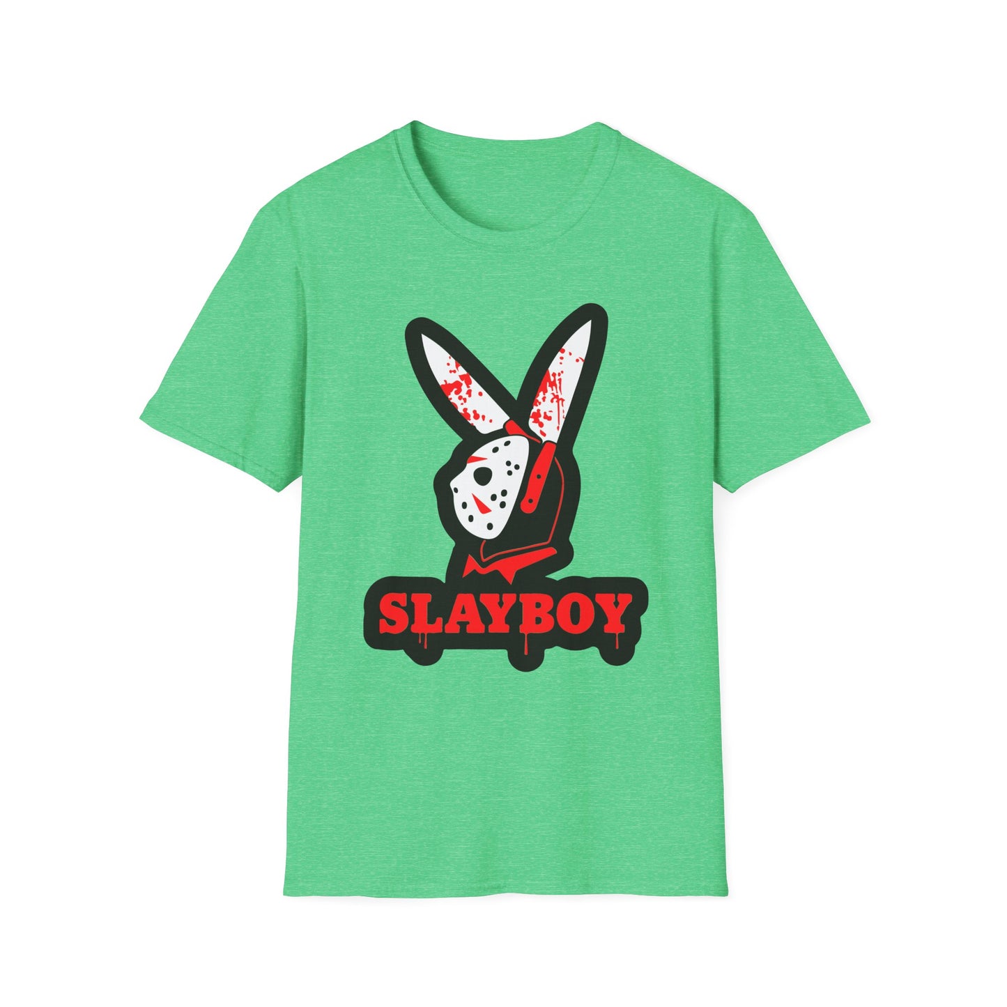 Slayboy Graphic Tee, Unisex Softstyle T-Shirt for Horror Fans, Cosplay Outfit, Halloween Costume, Casual Streetwear