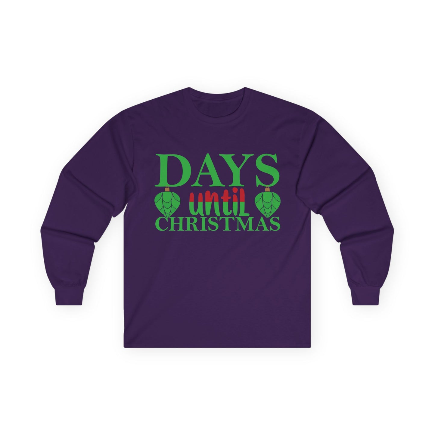Christmas Countdown Long Sleeve Tee, Holiday Shirt, Unisex Christmas Apparel, Countdown to Christmas Gift, Seasonal T-Shirt