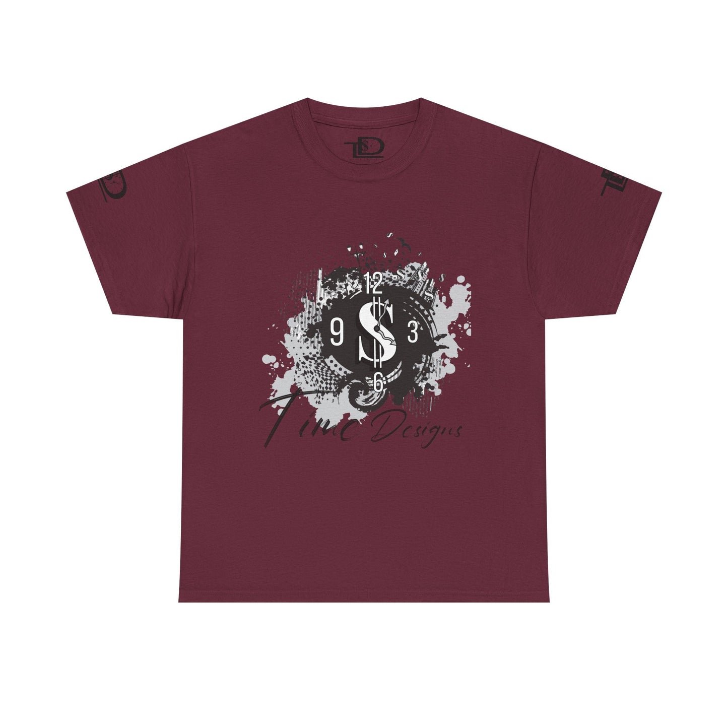 Unisex Heavy Cotton Tee - Time Designs Dollar Clock Graphic T-Shirt