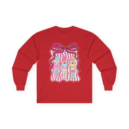 Long Sleeve Tee — Cute Kawaii Nutcracker Dolls with Bow Graphic