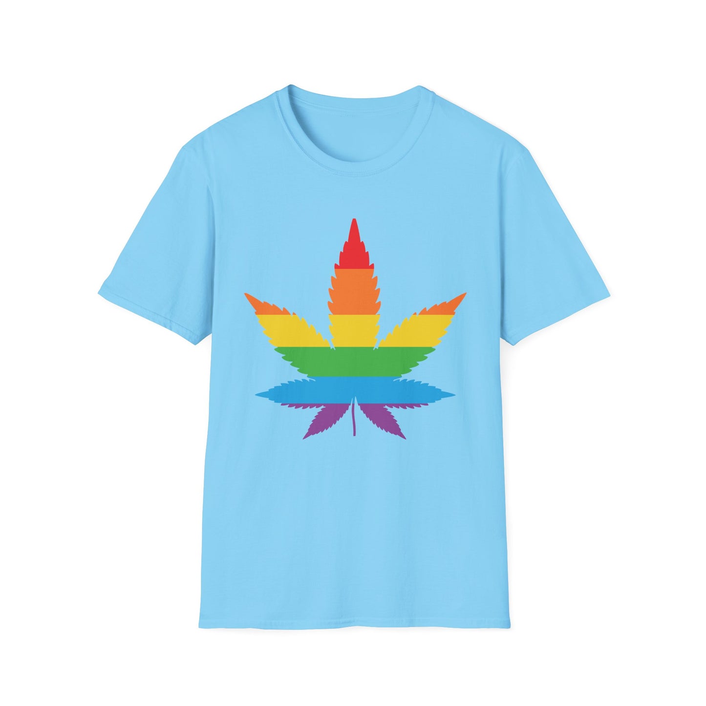 Rainbow Cannabis Leaf T-Shirt, Pride Shirt, LGBTQ+ Apparel, Gift for Cannabis Lovers, Summer Fashion, Unisex Tee