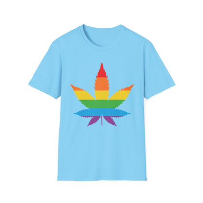 Rainbow Cannabis Leaf T-Shirt, Pride Shirt, LGBTQ+ Apparel, Gift for Cannabis Lovers, Summer Fashion, Unisex Tee