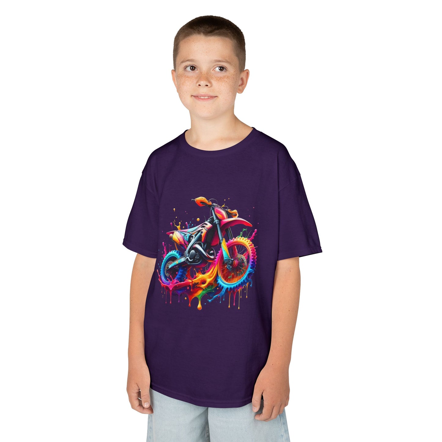 Kids' Motorcycle Graphic Tee - Vibrant Splash Design