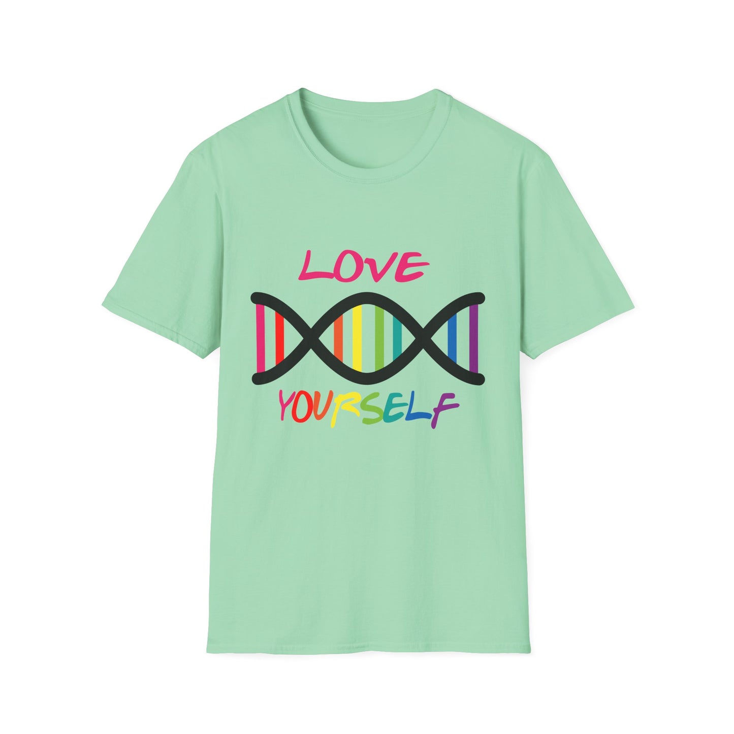 Love Yourself LGBTQ+ Pride T-Shirt, Unisex Rainbow Tee, Softstyle Shirt for Self-Care, Supportive Gift for Friends, Perfect for Pride Month