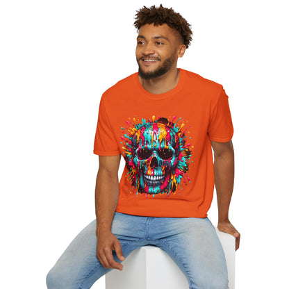 Colorful Drip Skull Unisex T-Shirt - Vibrant Graphic Tee for Art & Music Lovers