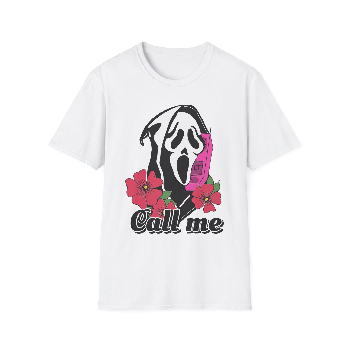 Call Me Horror T-Shirt, Unisex Graphic Tee, Halloween Costume, Spooky Gift, Movie Lover's Shirt, Floral Horror Tee