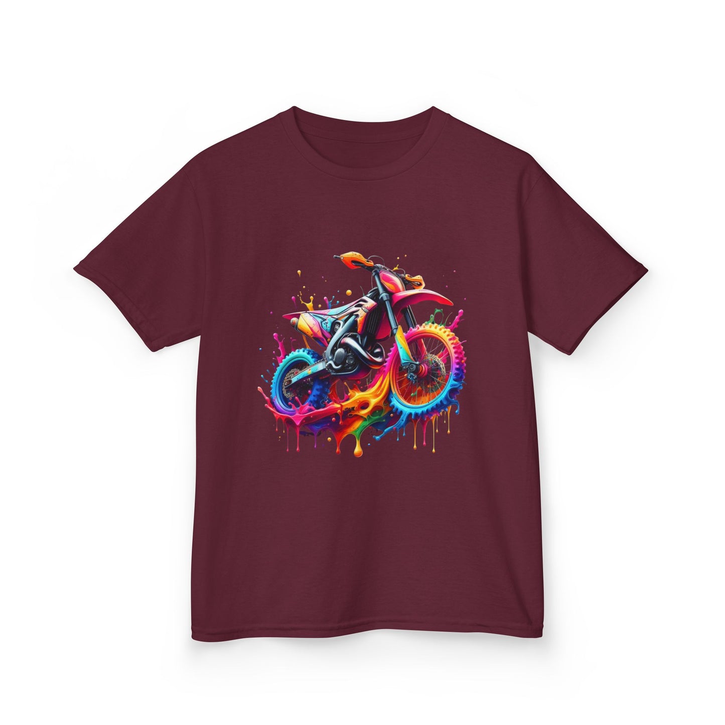 Kids' Motorcycle Graphic Tee - Vibrant Splash Design