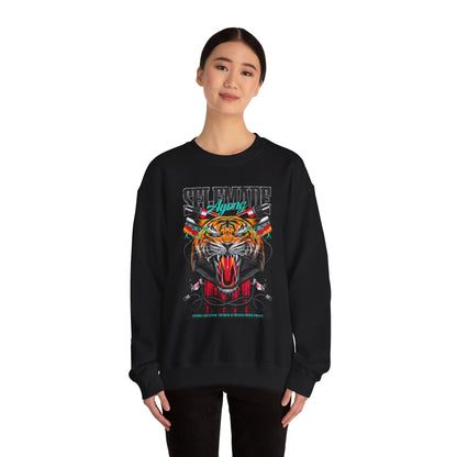 Crewneck Sweatshirt — Bold Roaring Tiger Graphic with 'Ayoung' Ribbon