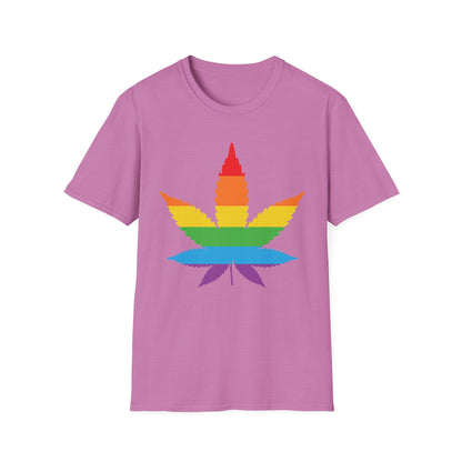 Rainbow Cannabis Leaf T-Shirt, Pride Shirt, LGBTQ+ Apparel, Gift for Cannabis Lovers, Summer Fashion, Unisex Tee