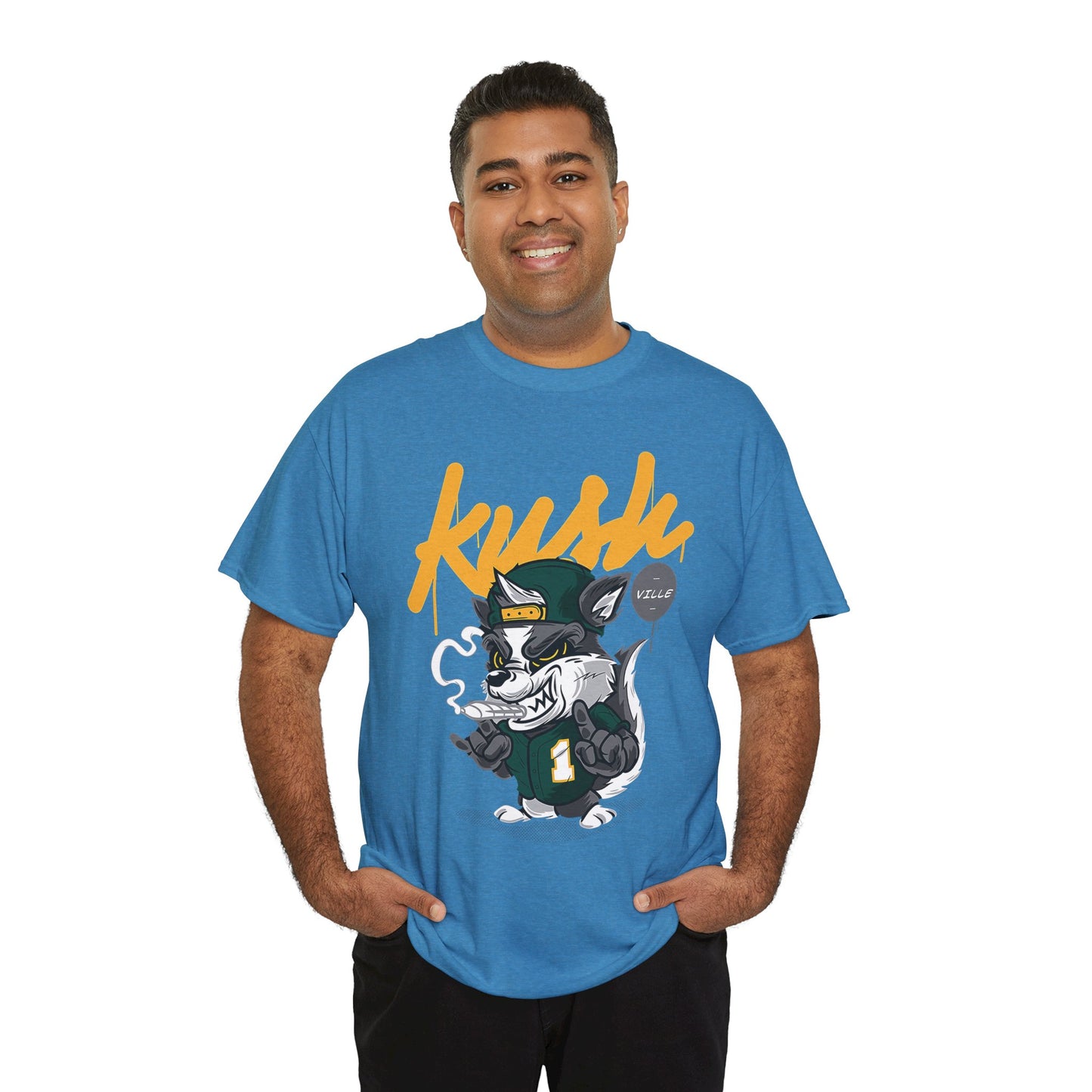 Street Style Unisex Heavy Cotton Tee - 'Kush Ville' Graphic Design