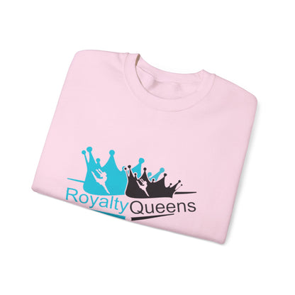 Crewneck Sweatshirt - "Royalty Queens" Crown Logo Graphic (Blue & Black)