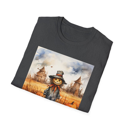 Autumn Scarecrow T-Shirt, Fall Halloween Tee, Pumpkin Patch Shirt, Unisex Graphic Top, Cozy Harvest Apparel