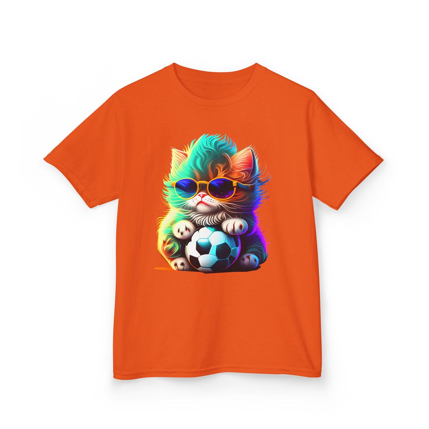Cool Cat Soccer Kids Tee - Fun Heavy Cotton T-Shirt for Young Sports Fans