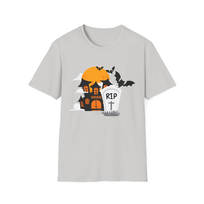 Spooky Halloween T-Shirt, Unisex Softstyle Tee, Pumpkin and Haunted House Design, Fun Fall Shirt, Perfect for Halloween Parties, Trick [...]