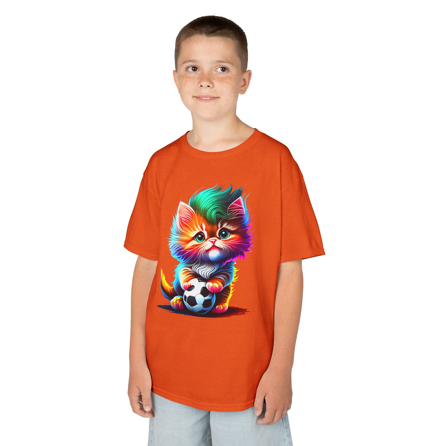 Colorful Cat Soccer Kids Heavy Cotton™ Tee
