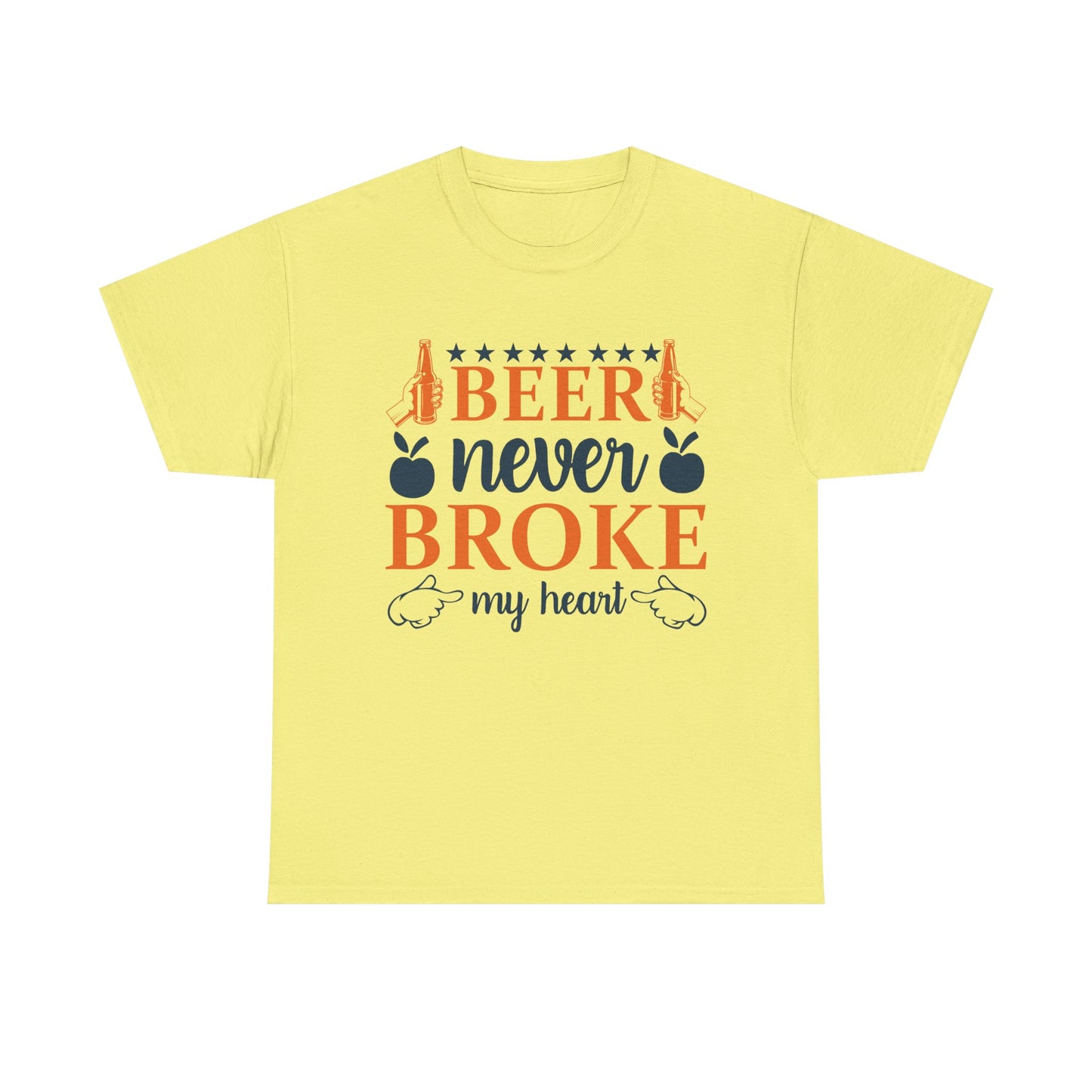 Beer Never Broke My Heart Tee, Funny Humor Shirt, Beer Lover Gift, Unisex Cotton T-Shirt, Party Apparel, Summer Fun