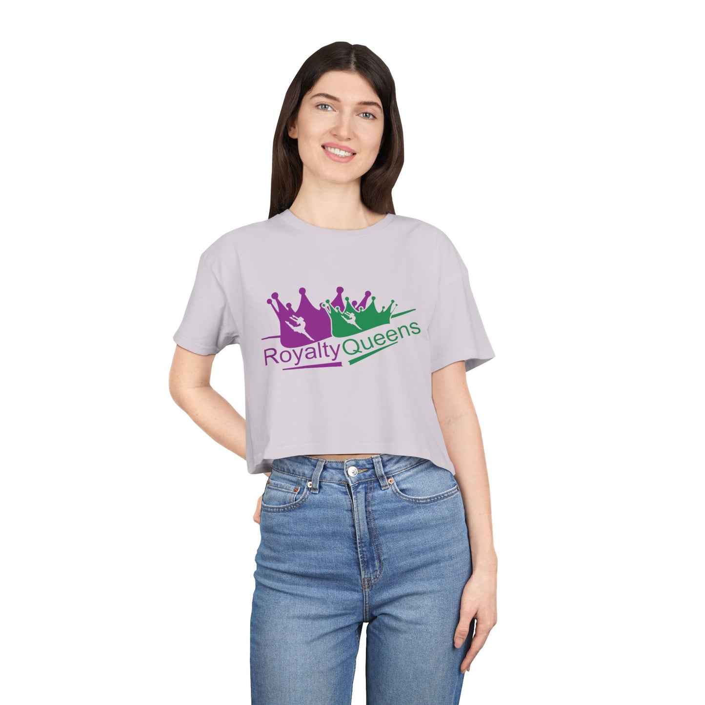 Royalty Queens Women's Crop Tee, Fun Party Top, Stylish Streetwear, Gift for Her, Casual Summer Wear, Trendy Graphic Tee