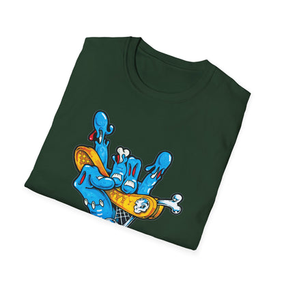 Street Art Unisex Softstyle T-Shirt with Colorful Skateboard Design