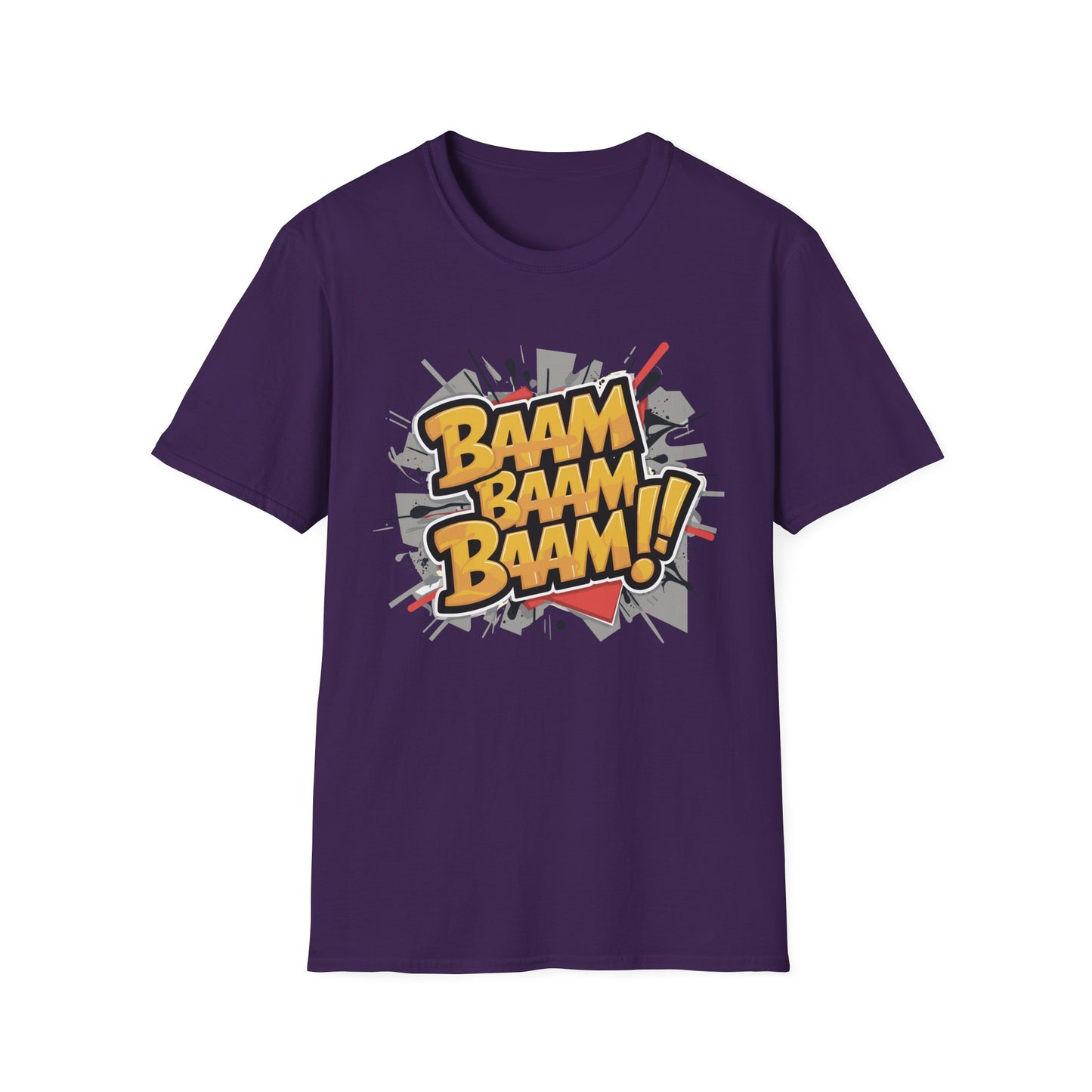 Bam Bam Bam Unisex Softstyle T-Shirt | Fun Graphic Tee for Casual Wear, Gift for Friends, Comic Fans, Birthday, Everyday Style