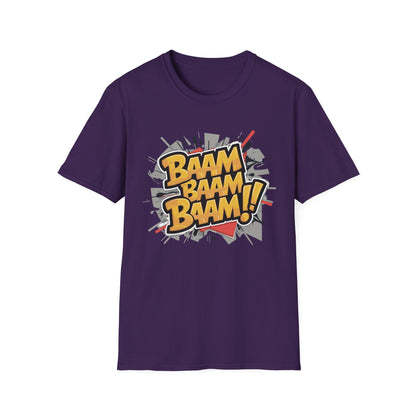 Bam Bam Bam Unisex Softstyle T-Shirt | Fun Graphic Tee for Casual Wear, Gift for Friends, Comic Fans, Birthday, Everyday Style