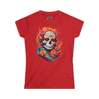 Colorful Day of the Dead Skull Women's Tee - Festival & Celebration Shirt