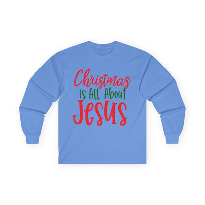 Christmas Jesus Long Sleeve Tee, Unisex Cotton Holiday Shirt, Religious Gift, Faith-Based Apparel, Church Activities, Family Gatherings