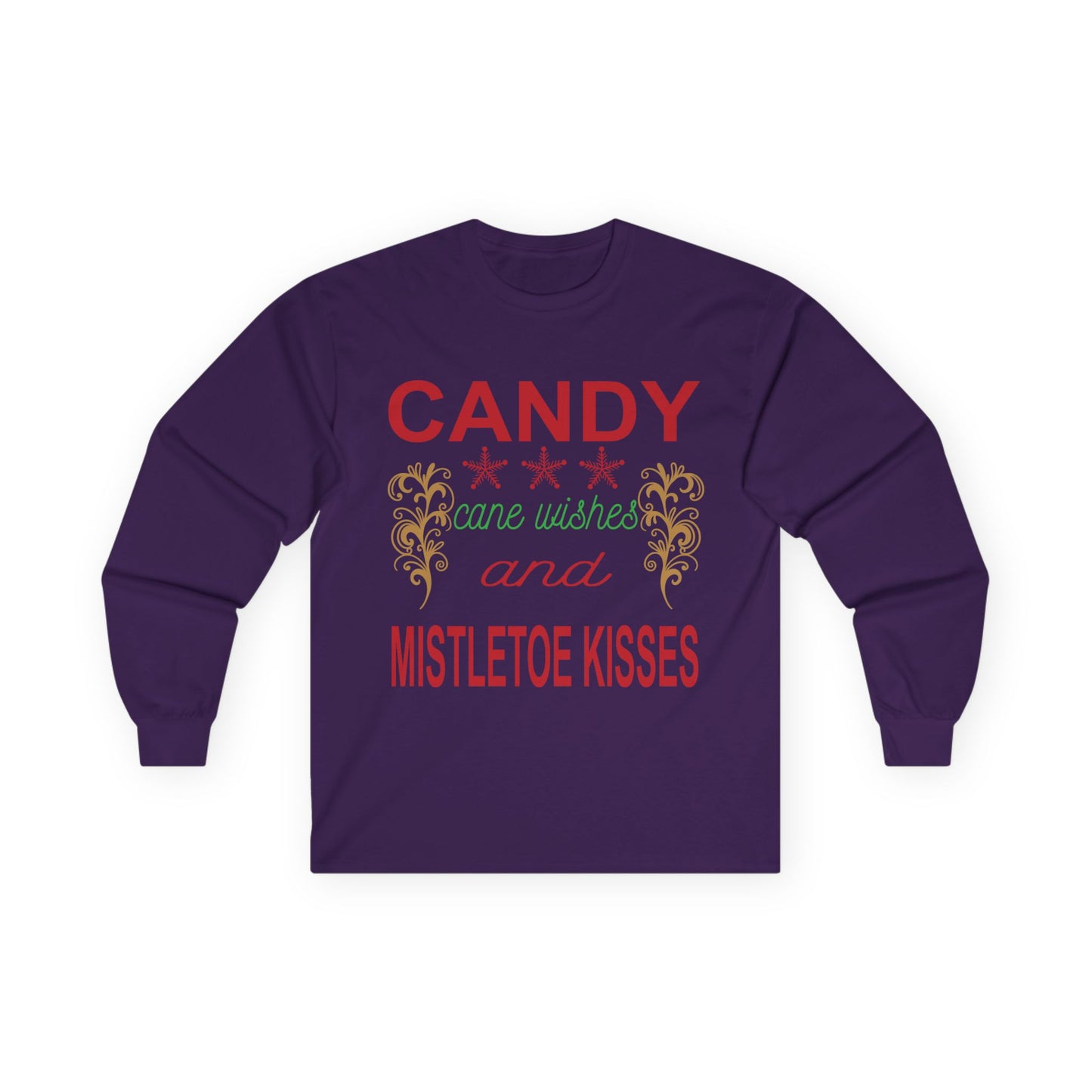 Candy Wishes & Mistletoe Kisses Long Sleeve Tee, Festive Apparel, Holiday Gift, Christmas Shirt, Unisex Tee, Winter Wear