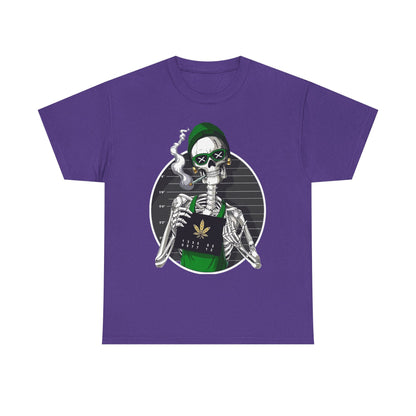 Edgy Skeleton Cannabis Tee | Unisex Heavy Cotton T-Shirt