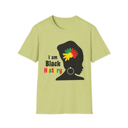 I Am Black History Unisex Softstyle T-Shirt | Black History Month Gift, Empowerment Shirt, Cultural Pride Tee, Education Awareness