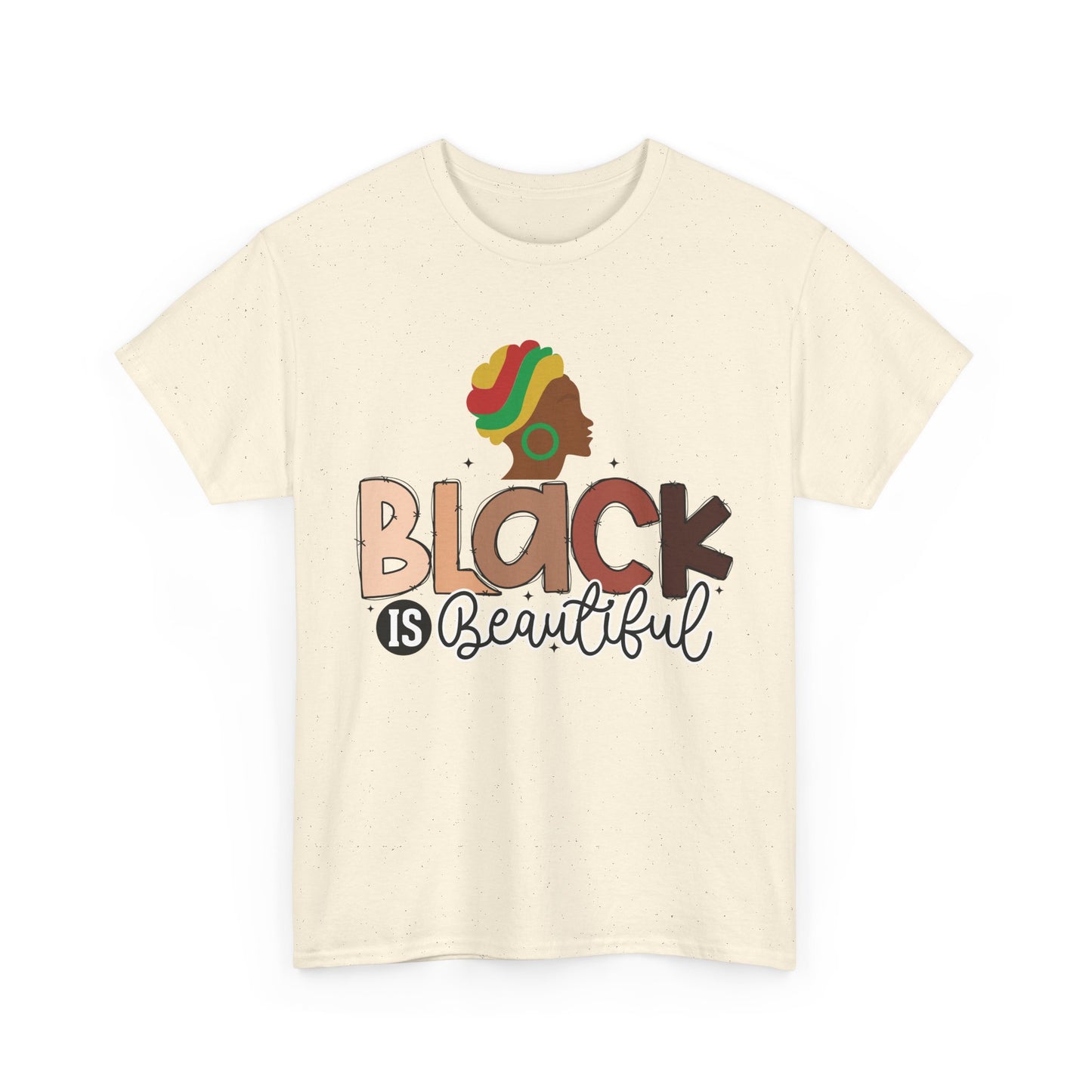 Black is Beautiful Unisex Heavy Cotton Tee, Inspirational T-Shirt, Diversity Apparel, Affirmation Clothing, Gift for Activists