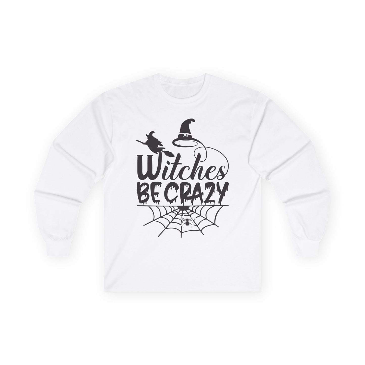 Witches Be Crazy Long Sleeve Tee, Unisex Shirt, Halloween Apparel, Spooky Style, Witchy Gift, Fall Fashion
