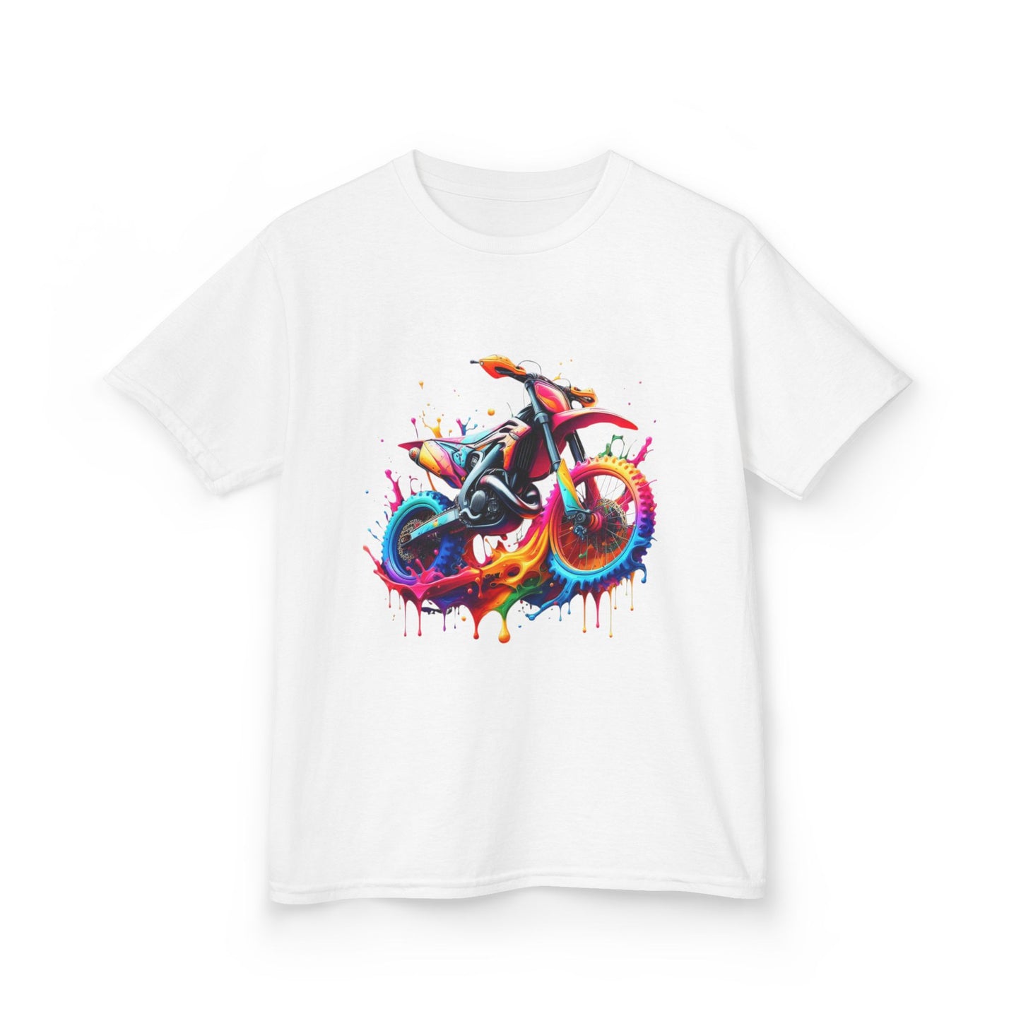Kids' Motorcycle Graphic Tee - Vibrant Splash Design