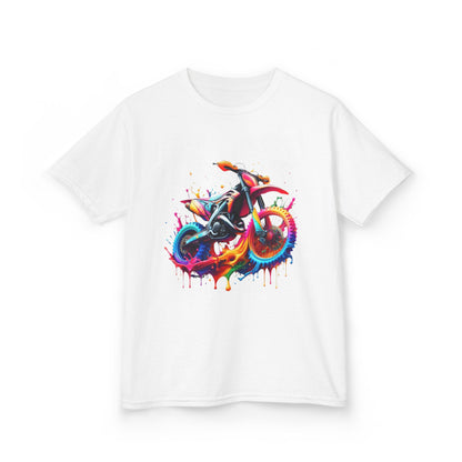 Kids' Motorcycle Graphic Tee - Vibrant Splash Design