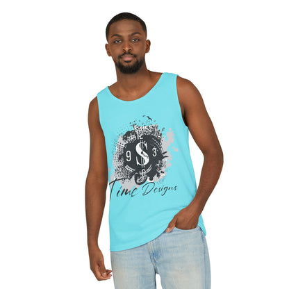Unisex Garment-Dyed Tank Top with Time Designs - Casual Summer Wear, Beach Outfit, Gift for Friends, Vacation Essentials, Relaxed Style