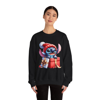 Christmas Stitch Sweatshirt – Cute Stitch in Santa Hat with Holiday Gifts