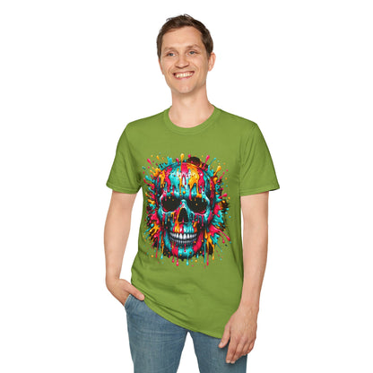 Colorful Drip Skull Unisex T-Shirt - Vibrant Graphic Tee for Art & Music Lovers