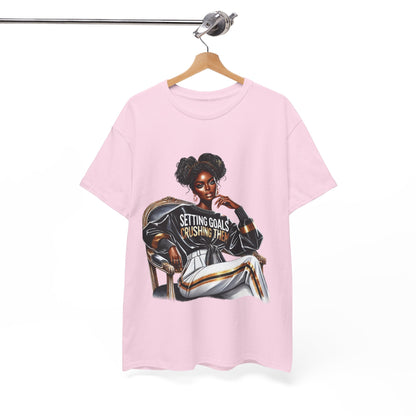 Motivational Tee - Setting Goals & Crushing Them - Unisex Heavy Cotton Shirt