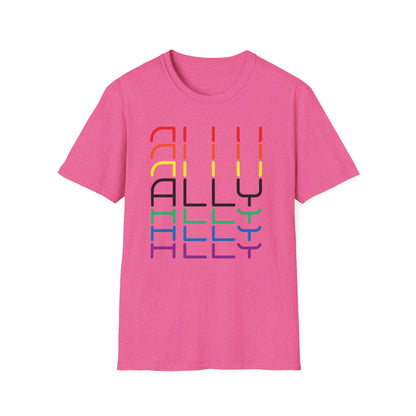 Pride Ally Unisex T-Shirt | Softstyle Tee for LGBTQ+ Support | Perfect for Pride Month, Festivals, or Everyday Wear