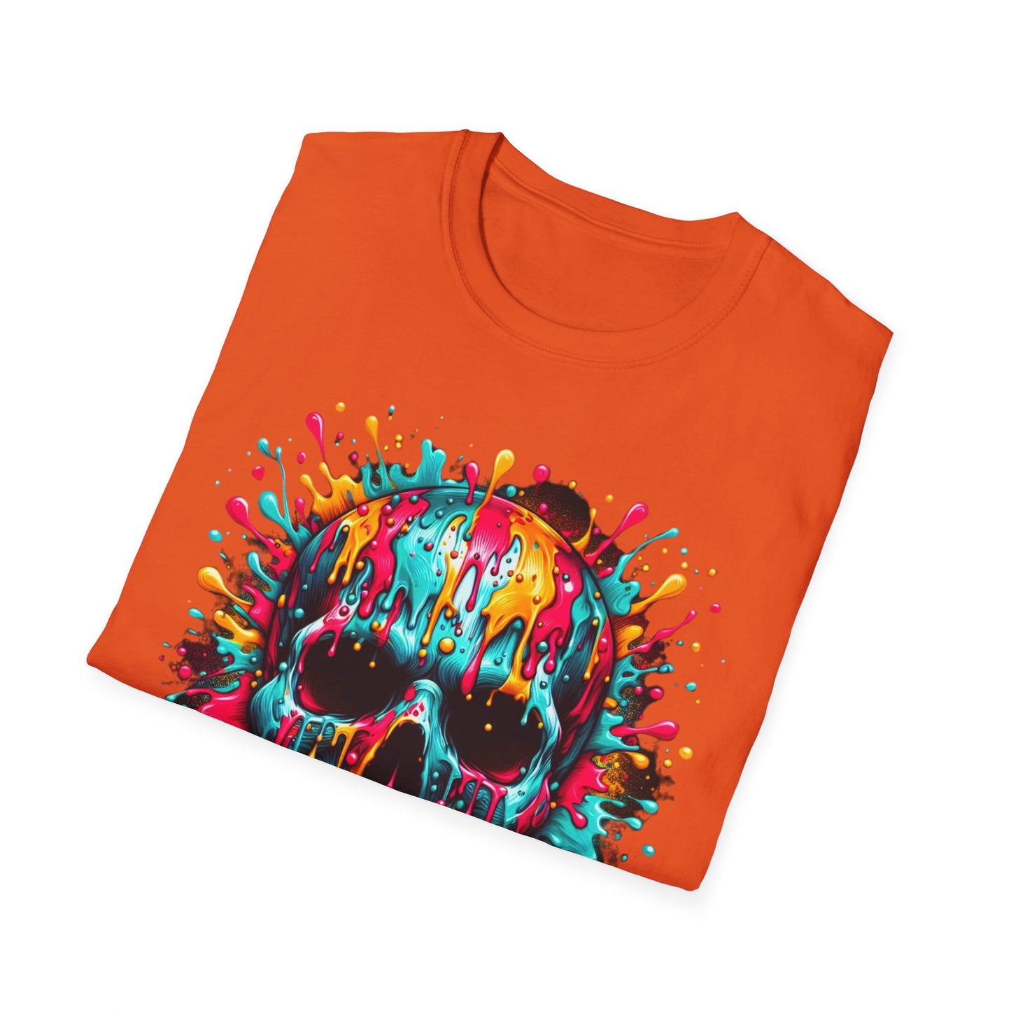 Colorful Drip Skull Unisex T-Shirt - Vibrant Graphic Tee for Art & Music Lovers