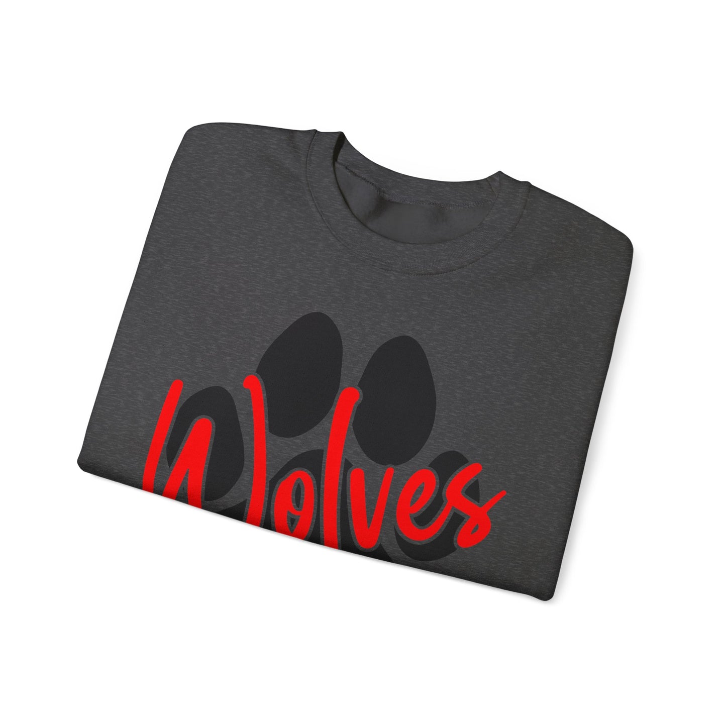 Wolves Paw Crewneck Sweatshirt — Red Script School Spirit