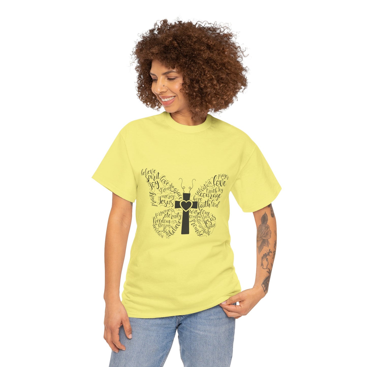 Inspirational Butterfly Unisex Heavy Cotton Tee - Love and Hope Design