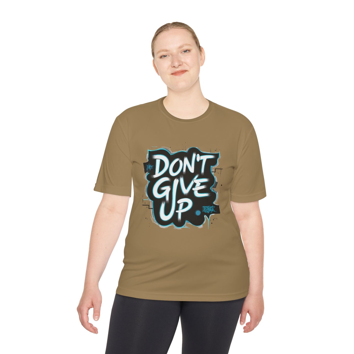 Motivational Wicking Tee – Don't Give Up, Gym Shirt, Fitness Apparel, Inspirational Top, Workout Gear, Casual Wear