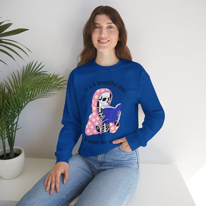 Unisex Heavy Blend™ Crewneck Sweatshirt - "It's a Beautiful Day to Leave Me Alone" Cozy Graphic