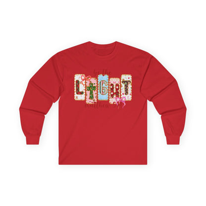 Be the Light Long Sleeve Tee — Inspirational Scripture Matthew 5:14 Design