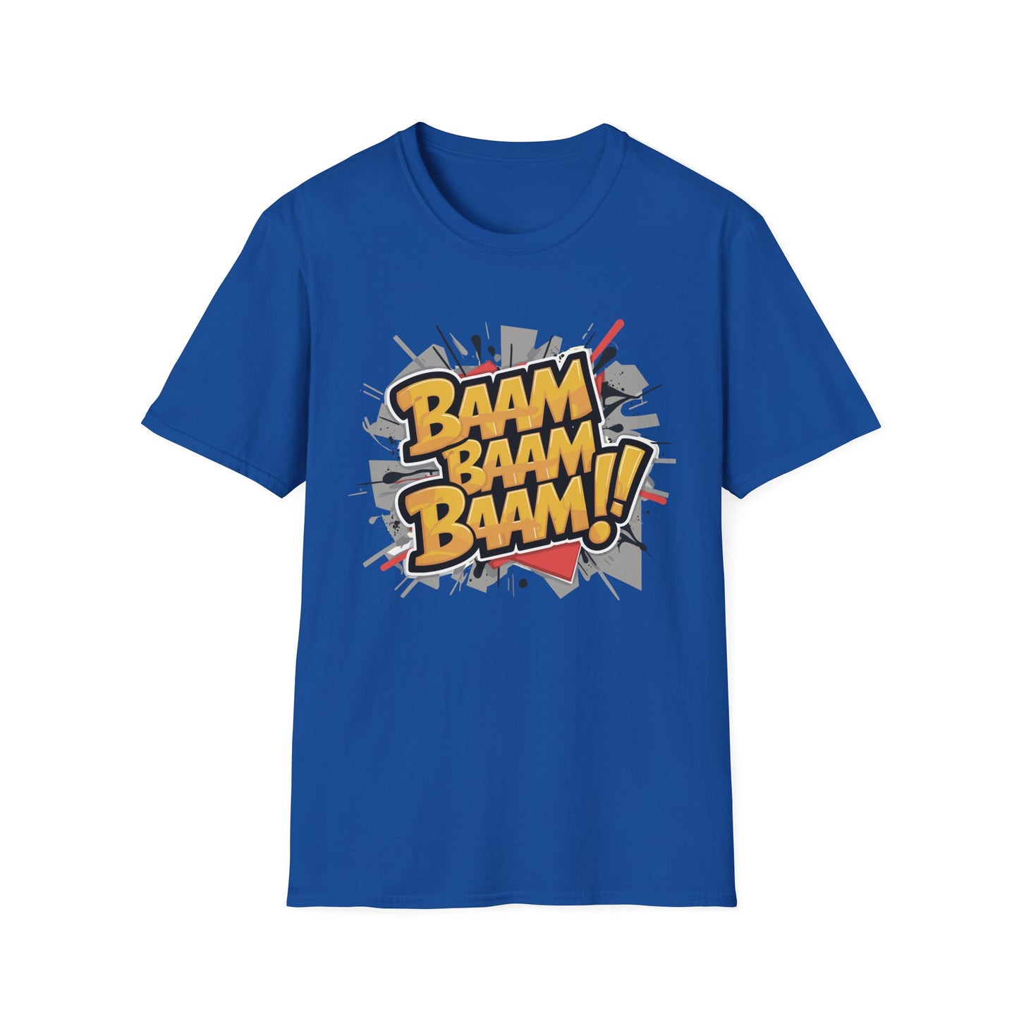 Bam Bam Bam Unisex Softstyle T-Shirt | Fun Graphic Tee for Casual Wear, Gift for Friends, Comic Fans, Birthday, Everyday Style