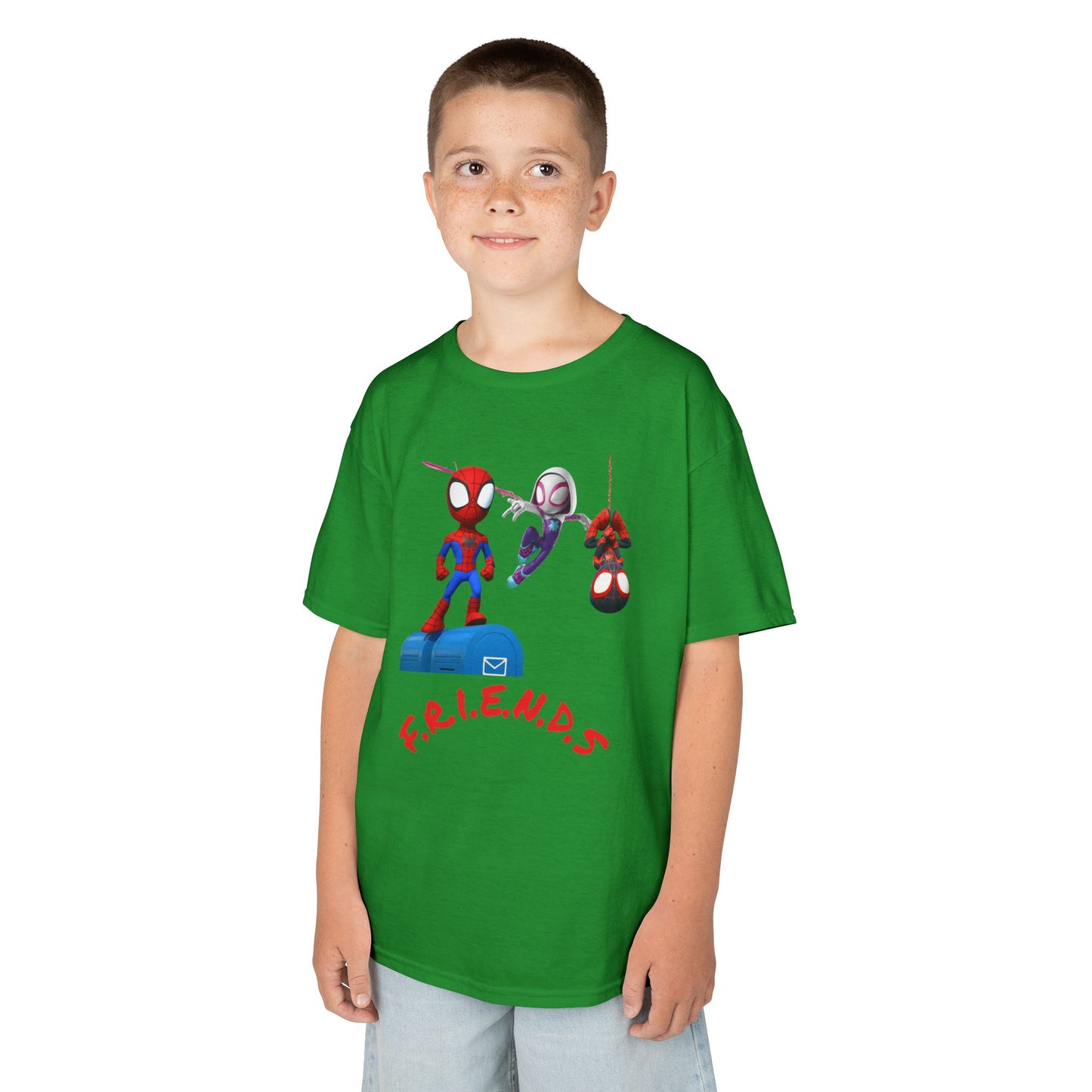 Kids' Friends Spider-Man Tee - Fun & Colorful Cotton T-Shirt for Young Superheroes