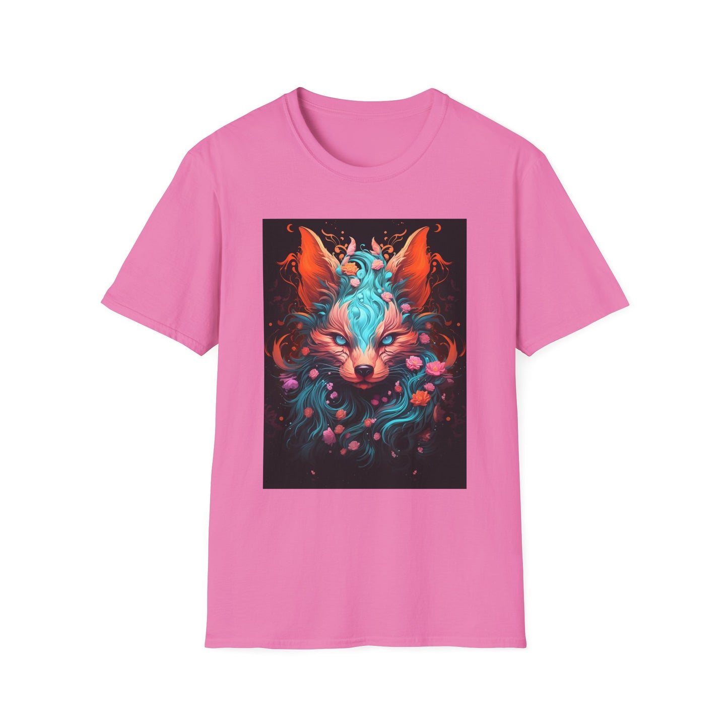 Vibrant Fox Floral Unisex Softstyle T-Shirt